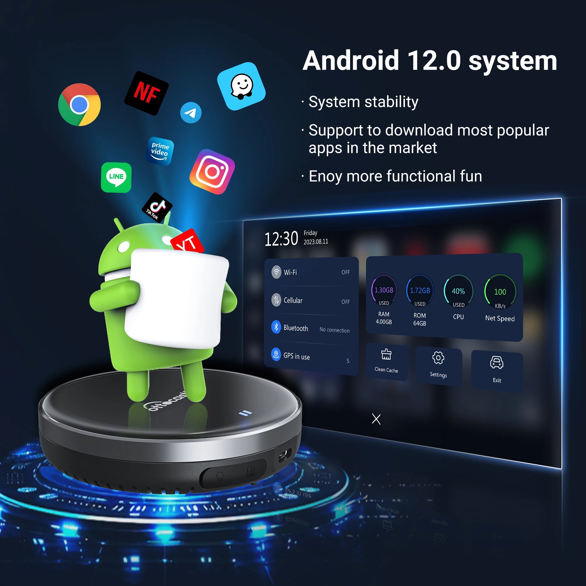 OTTOCAST P3 Lite OttoAiBox Wireless CarPlay Android AI Box