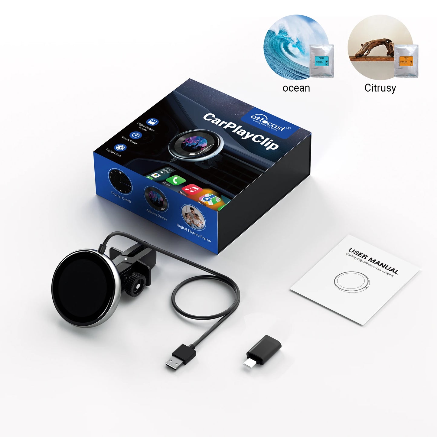 OTTOCAST CarPlay Clip Wireless Adapter & Air Freshener