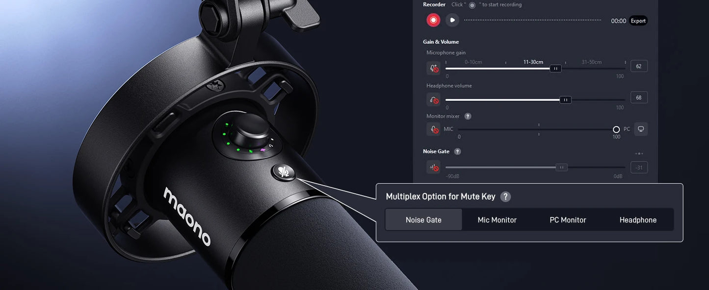 Maono PD300X – XLR/USB Dynamic Podcast Microphone | 192 kHz / 24‑bit Studio‑Grade Recording Mic with Noise Reduction for Content Creators & Home Studios