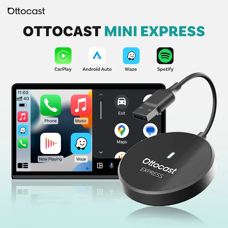 OTTOCAST Express 2‑in‑1 Wireless CarPlay & Android Auto Adapter
