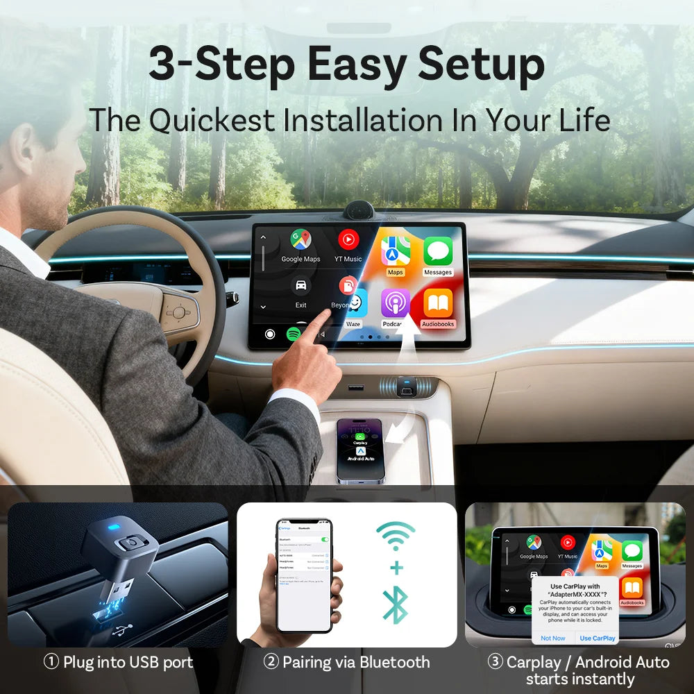 OTTOCAST Cube Mini Wireless Android Auto & CarPlay Dongle