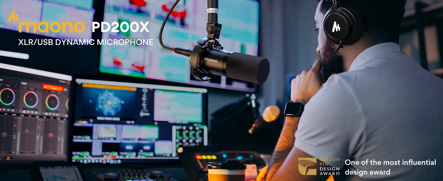 Maono PD200X – XLR/USB Dynamic Microphone | Metal Gaming & Streaming Mic with Software Control