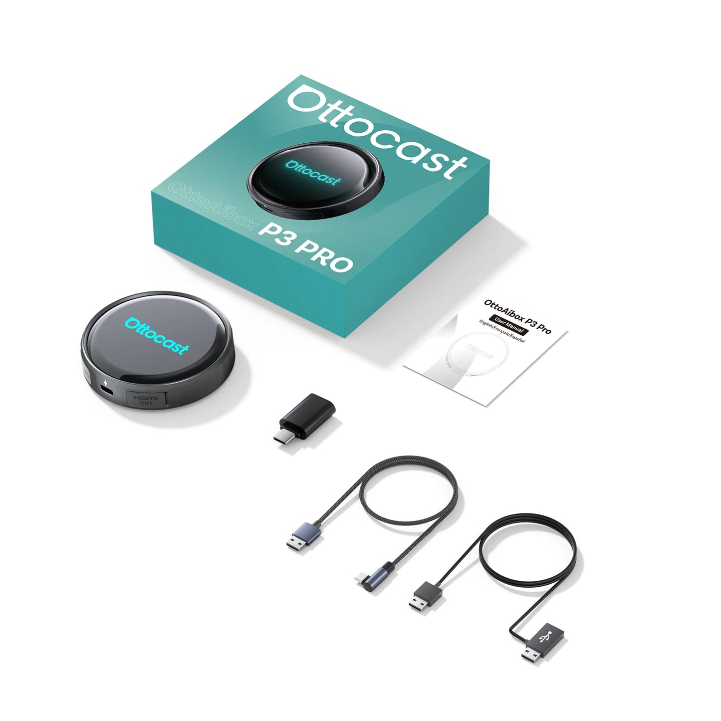 OTTOCAST P3 PRO AI Box with HDMI & Wireless CarPlay