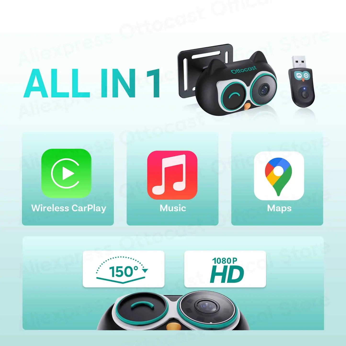 OTTOCAST Cabin Care Wireless CarPlay Adapter for iPhone