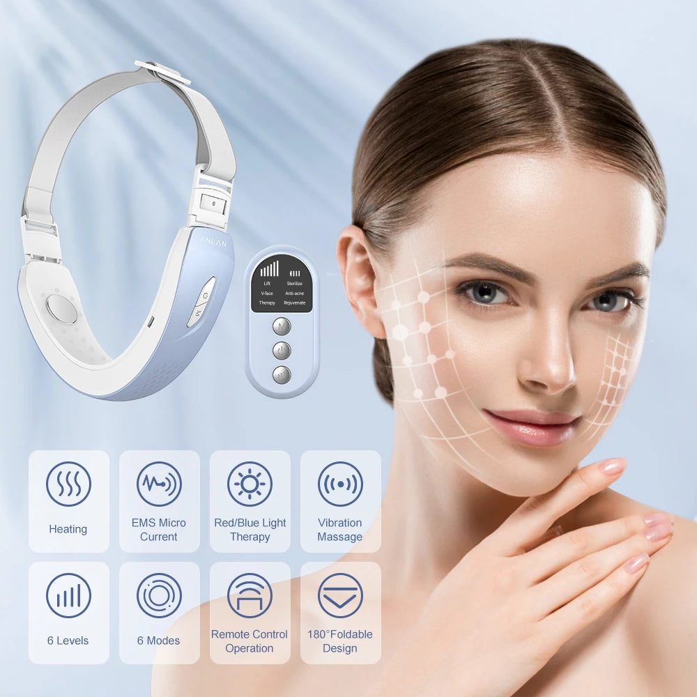 ANLAN V‑Face Lifting Device | EMS, Red/Blue Light, Heat, Double‑Chin Reduction
