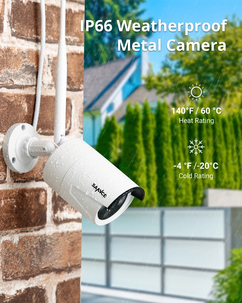 SANNCE 3MP WiFi Outdoor Cameras | Smart IR, EXIR Night Vision, Weatherproof, Email Alerts (2‑Pack)