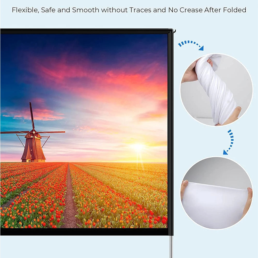 120-inch Premium Portable Projector Screen with Stand – 4K/2K Full HD & 3D Supported