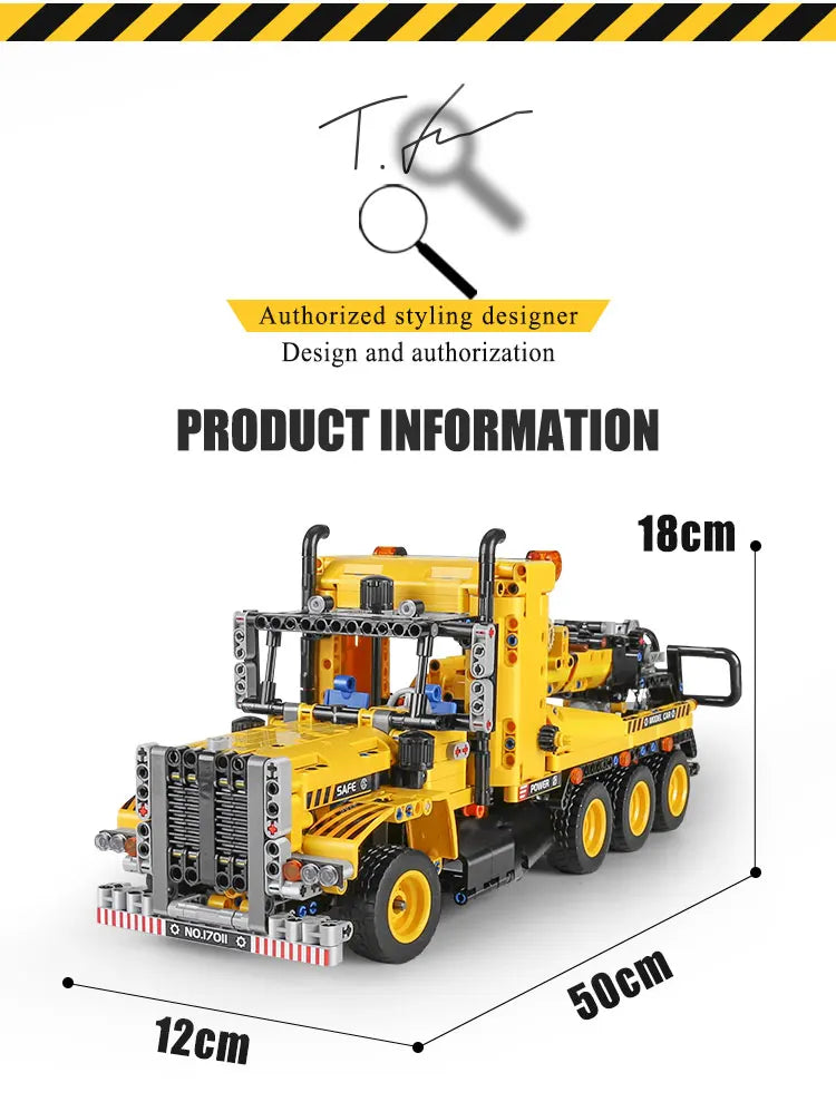 Mould King 17011 High-Tech Tow Truck | Motorized MOC-43434 Road Trailer Building Block Set - Limetastore