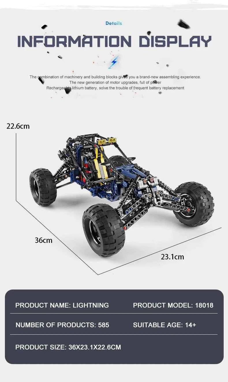 MOULD KING 18018 Technical Climbing Car The MOC-3028 lightning APP Remote Control Car Model Bricks Toys For Kids Christmas Gifts - Limetastore