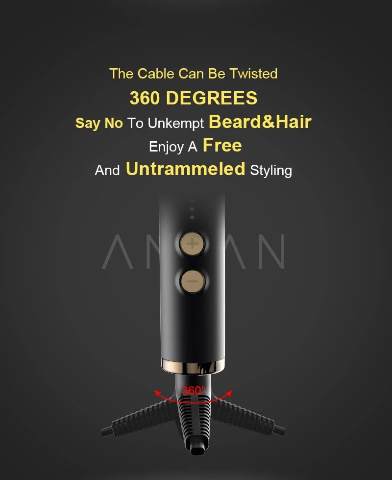 ANLAN Beard Straightening Brush | Heated Ceramic Comb, Quick Styling for Men