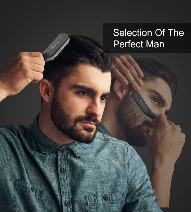 ANLAN Beard Straightening Brush | Heated Ceramic Comb, Quick Styling for Men