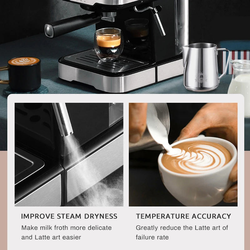 HiBREW H5 – 20‑Bar Semi‑Automatic Espresso Machine | Stainless Steel Coffee Maker with Temperature Display
