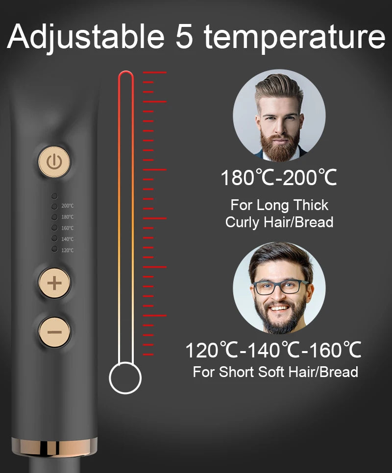 ANLAN Beard Straightening Brush | Heated Ceramic Comb, Quick Styling for Men