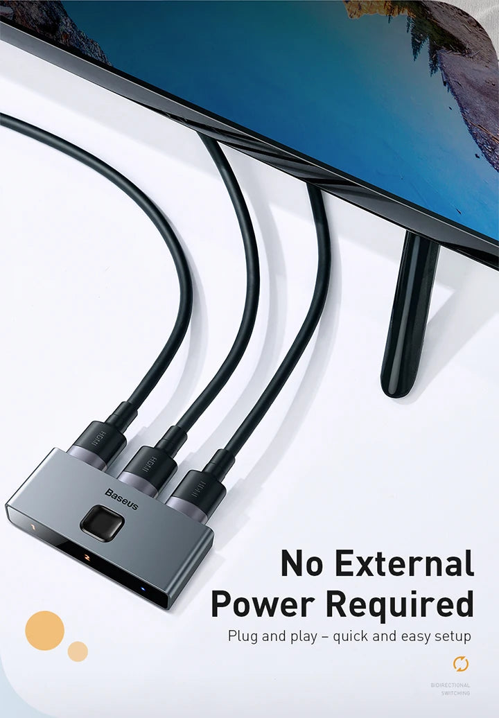 Baseus HDMI‑Compatible Switcher 4K 60Hz Bi‑Direction