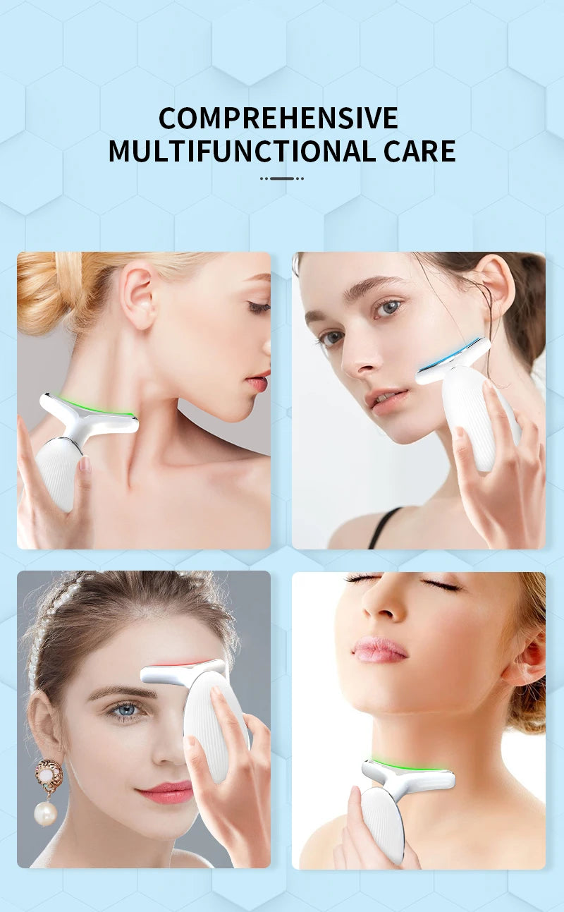 ANLAN Neck Lifting Beauty Device – EMS Facial Neck Tightening, 3 Colors Light Skin Care Tool to Reduce Double Chin - Limetastore