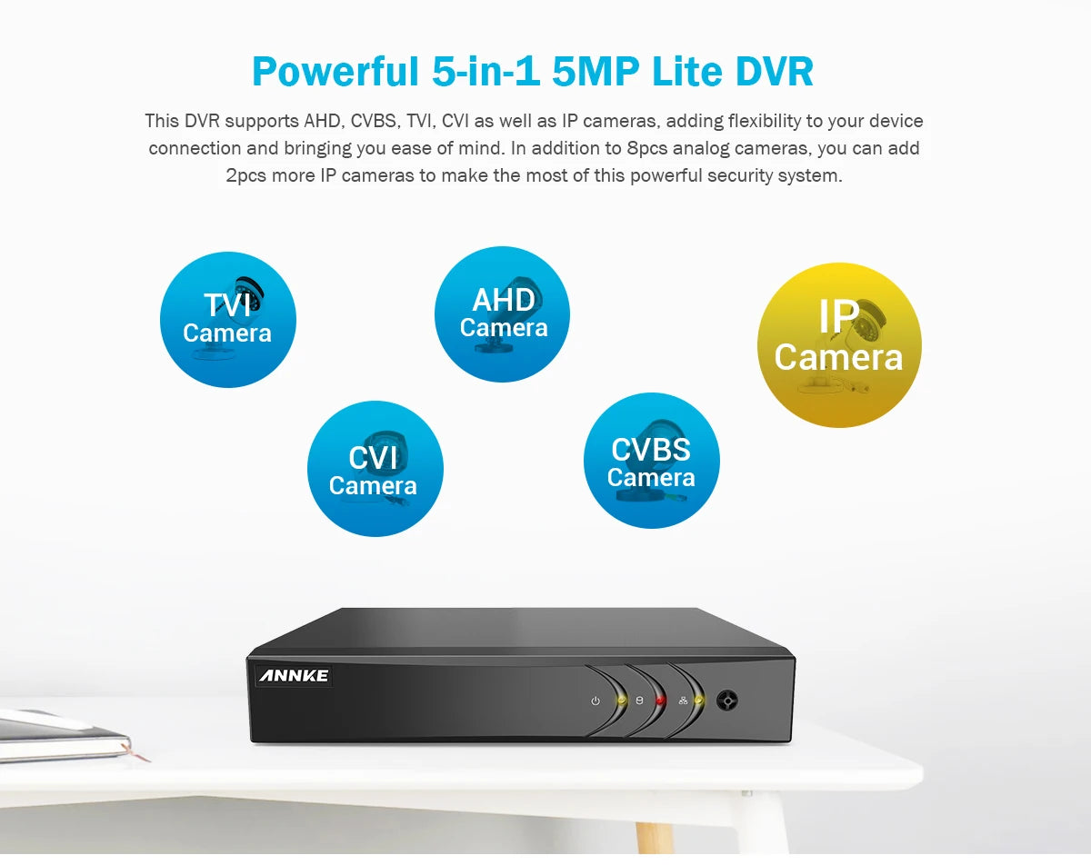 ANNKE 1080P H.265+ CCTV System | 8CH DVR, 2MP Bullet Cameras, IP66 Outdoor