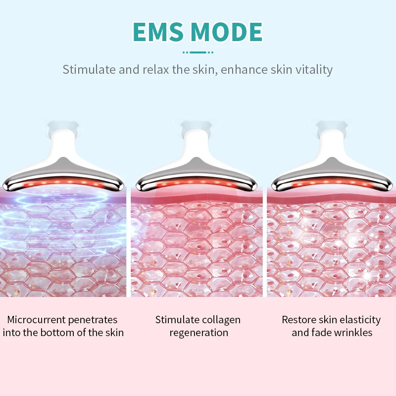 ANLAN Neck Lifting Beauty Device – EMS Facial Neck Tightening, 3 Colors Light Skin Care Tool to Reduce Double Chin - Limetastore