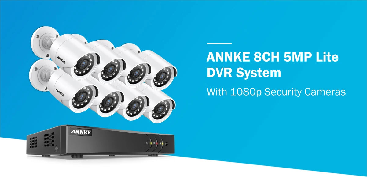 ANNKE 1080P H.265+ CCTV System | 8CH DVR, 2MP Bullet Cameras, IP66 Outdoor