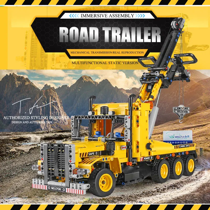 Mould King 17011 High-Tech Tow Truck | Motorized MOC-43434 Road Trailer Building Block Set - Limetastore
