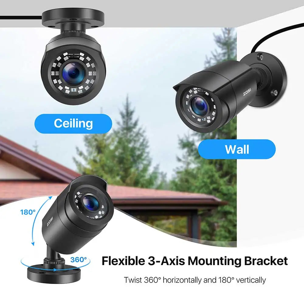 ZOSI 1080p 4‑in‑1 Security Camera – 2MP Outdoor Waterproof CCTV with 3.6mm Lens, 24 IR LEDs & 80ft Night Vision