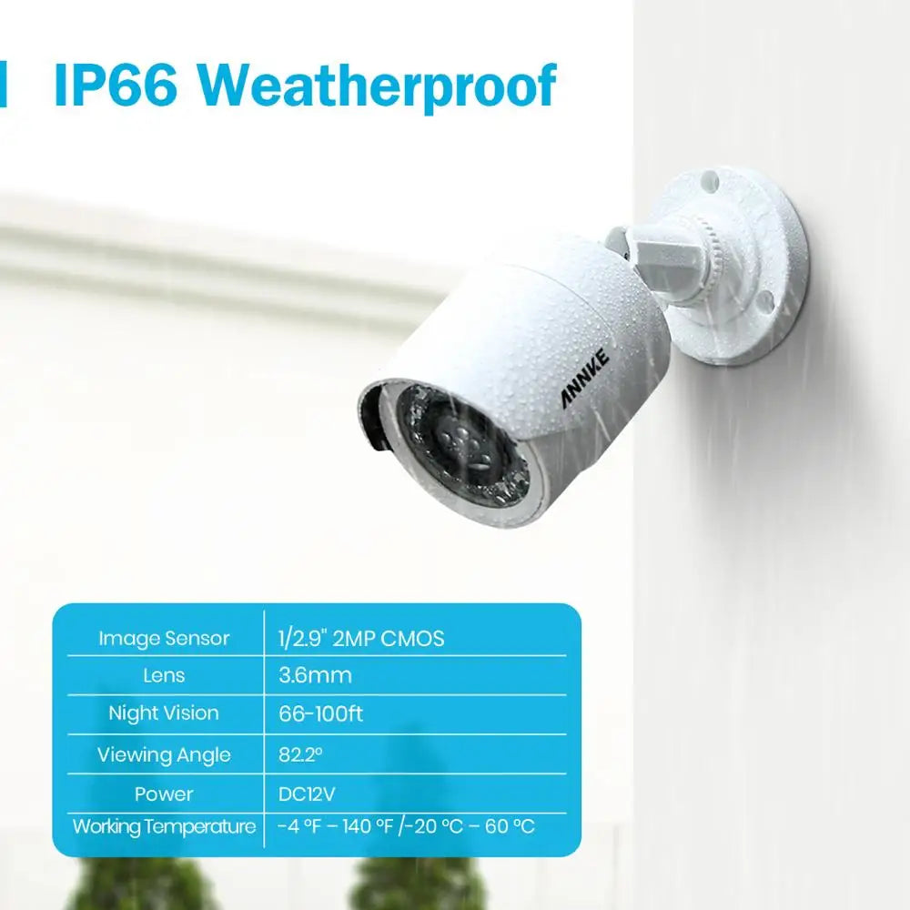 ANNKE 1080P H.265+ CCTV System | 8CH DVR, 2MP Bullet Cameras, IP66 Outdoor
