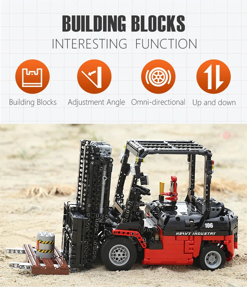Mould King 13106 Technical Building Blocks MOC-3681 Bricks City Engineering Vehicles RC Forklift Truck Toy For Kid Birthday Gift - Limetastore