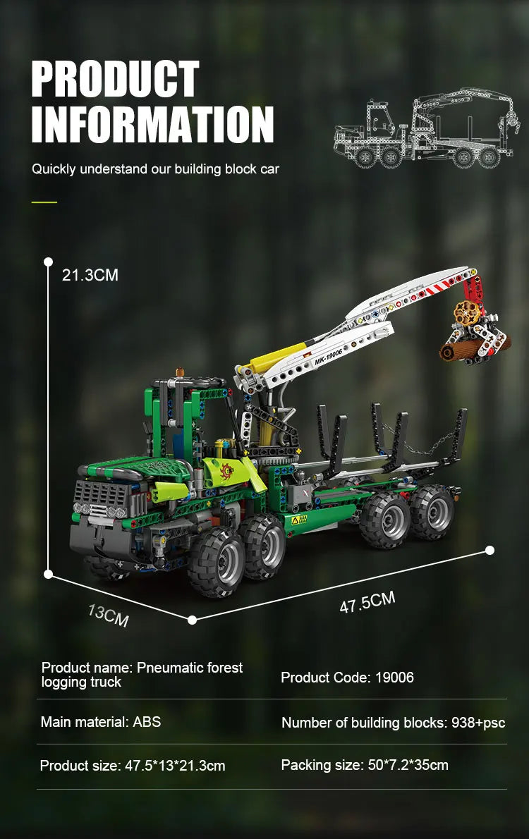 Mould King 19006 APP‑Controlled Pneumatic Forest Machine – Technical Engineering Truck MOC‑32456 Building Block Set for Kids & Collectors - Limetastore