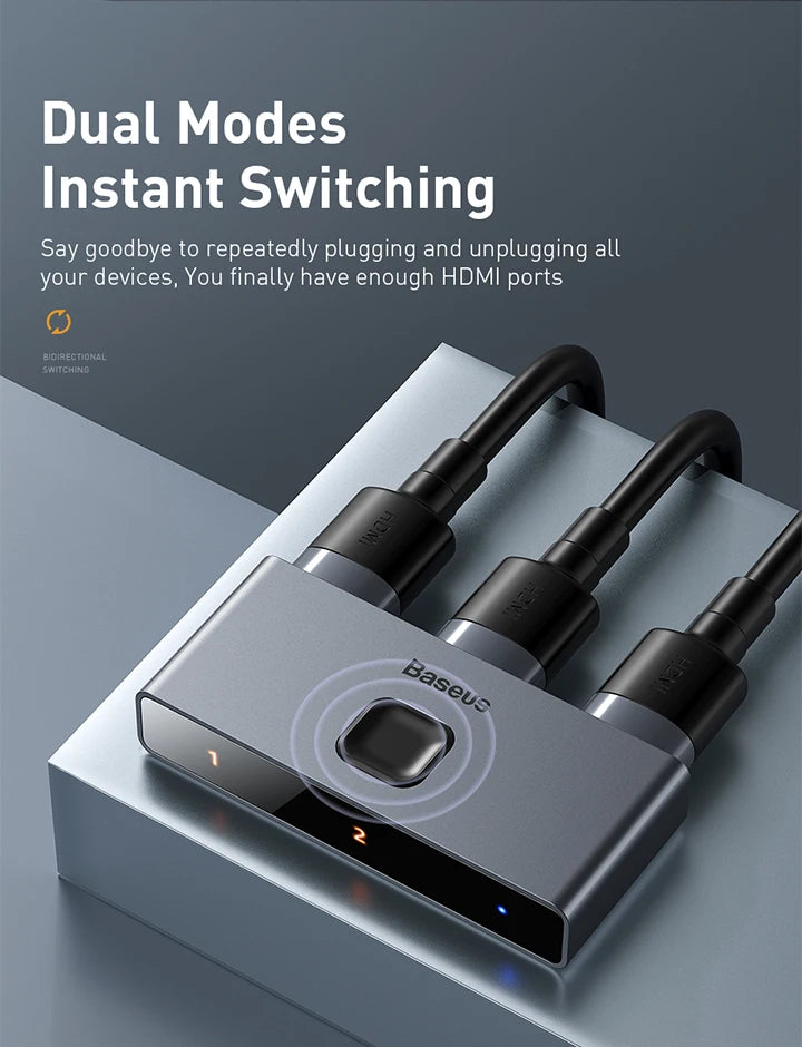Baseus HDMI‑Compatible Switcher 4K 60Hz Bi‑Direction