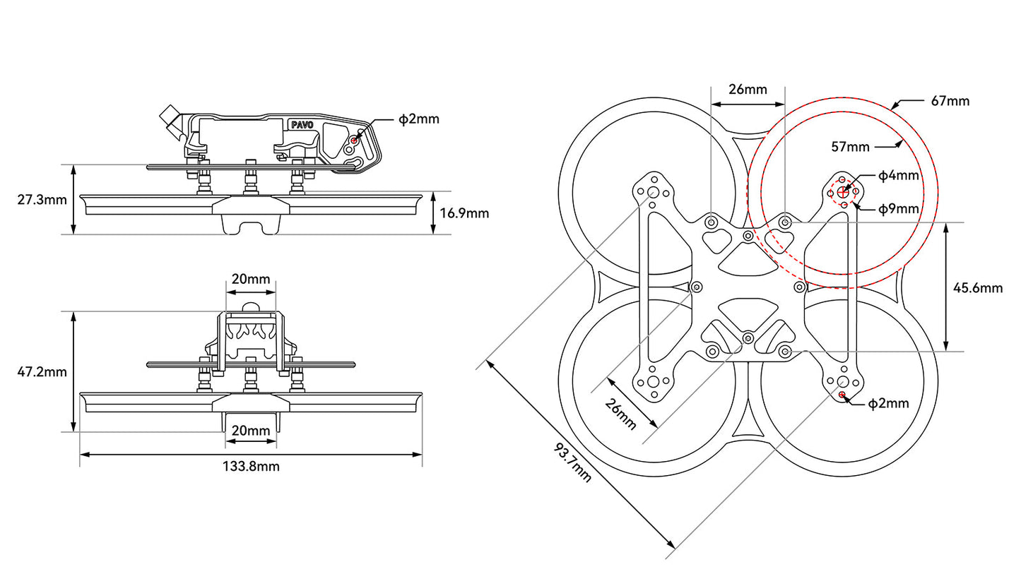 BETAFPV Pavo20 Pro Brushless Whoop Frame DJI O4 Pro 2.2"