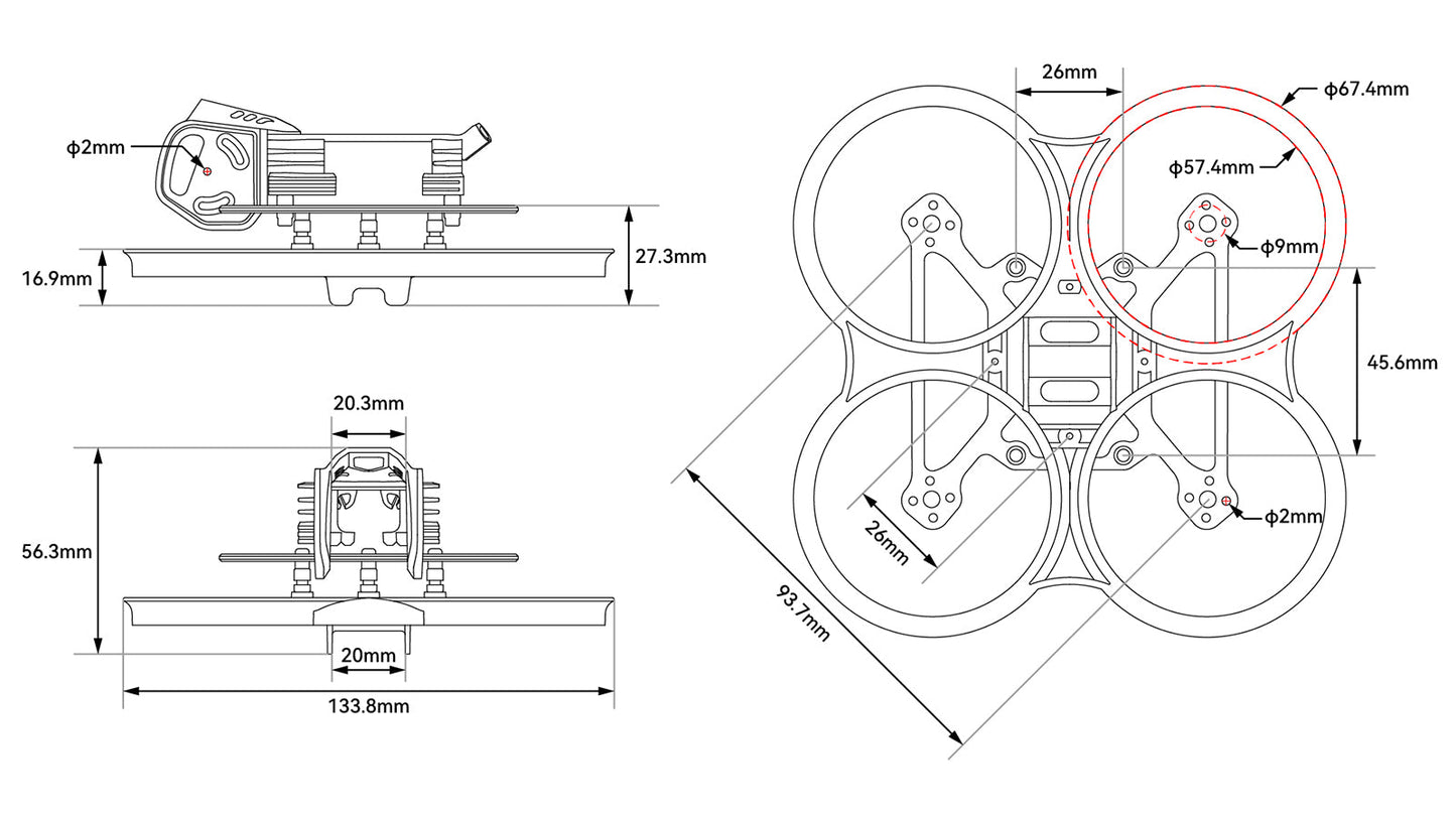 BETAFPV Pavo20 Pro Brushless Whoop Frame DJI O4 Pro 2.2"