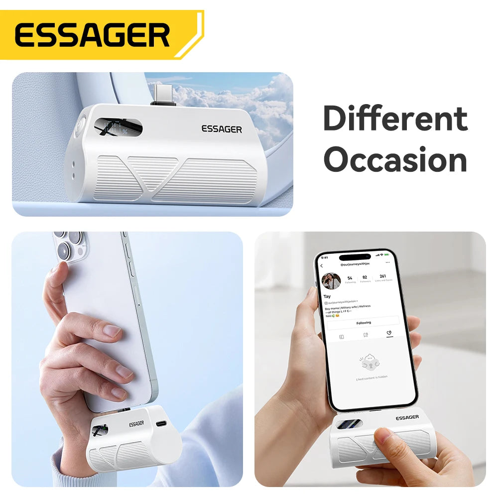 ESSAGER Mini Capsule Power Bank 5000mAh 20W PD Fast Charging