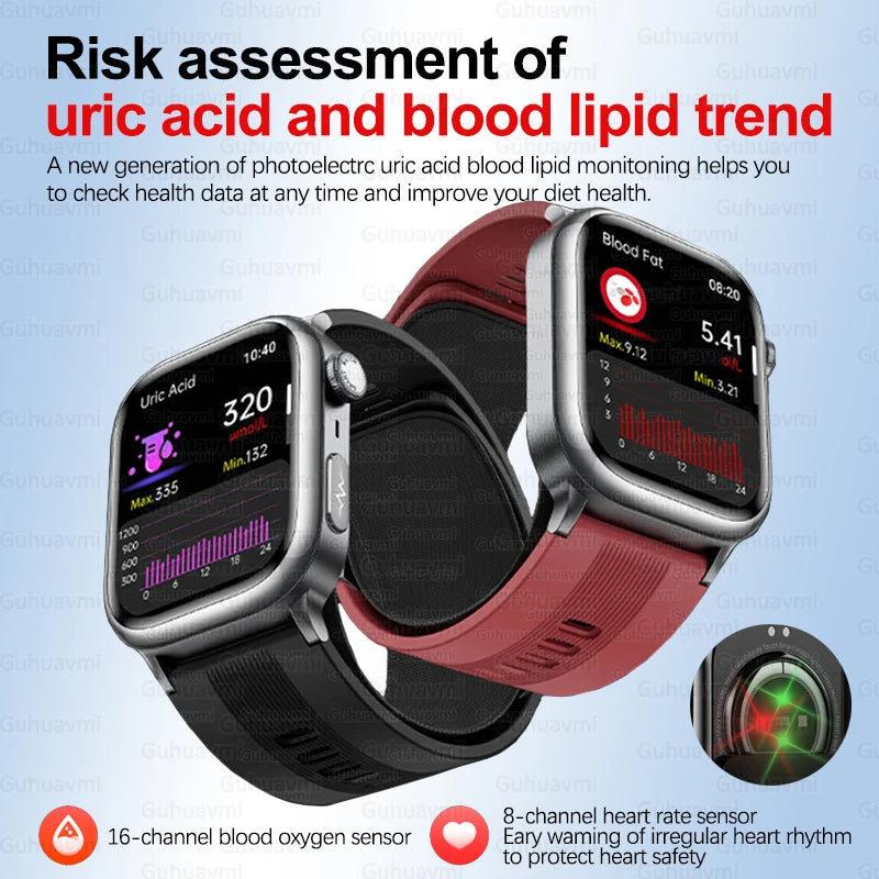 NFC Smart Watch Air Pump+Air Bag Accurate Blood Pressure Fat Health Measure BT Call Sports Tracking Sapphire Glass Smart Watch - Limetastore
