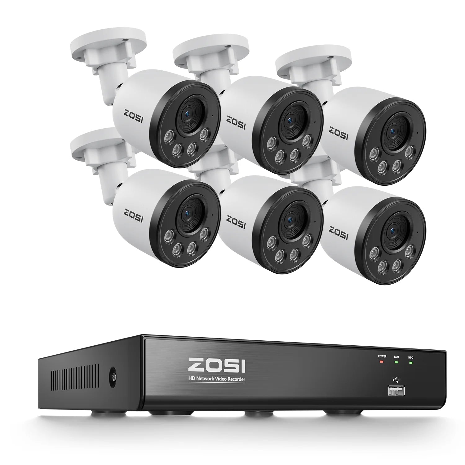 ZOSI 4K PoE NVR Security Camera System 8MP Weatherproof Wired PoE Cameras H.265+ 4K/8MP 8CH CCTV NVR for Home 24/7 Surveillance
