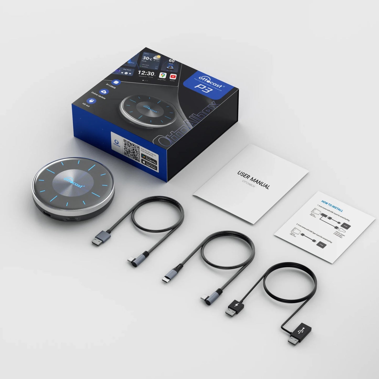 OTTOCAST Picasou 3 Wireless CarPlay AI Box with mini HDMI