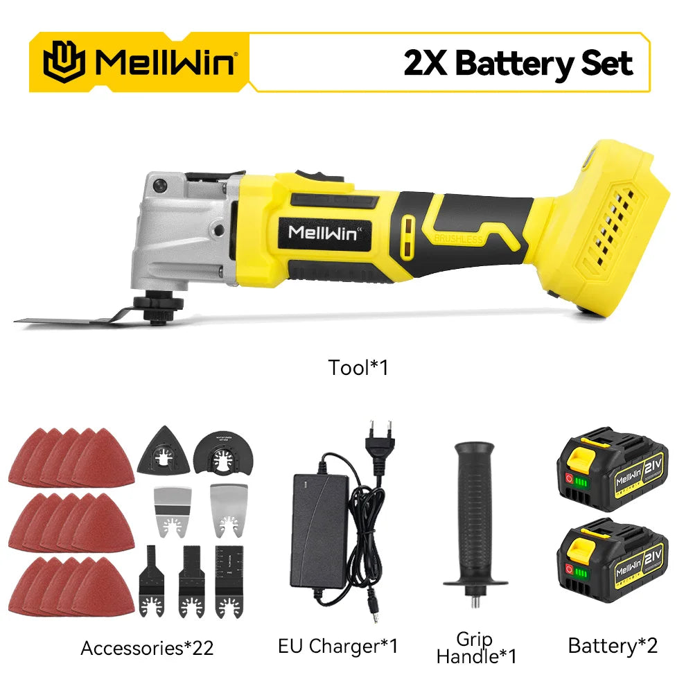 MELLWIN Brushless Oscillating Multi Function Tool Electric Saw Polisher woodworking Cutting Tool For Makita 18V Battery Pin - Limetastore