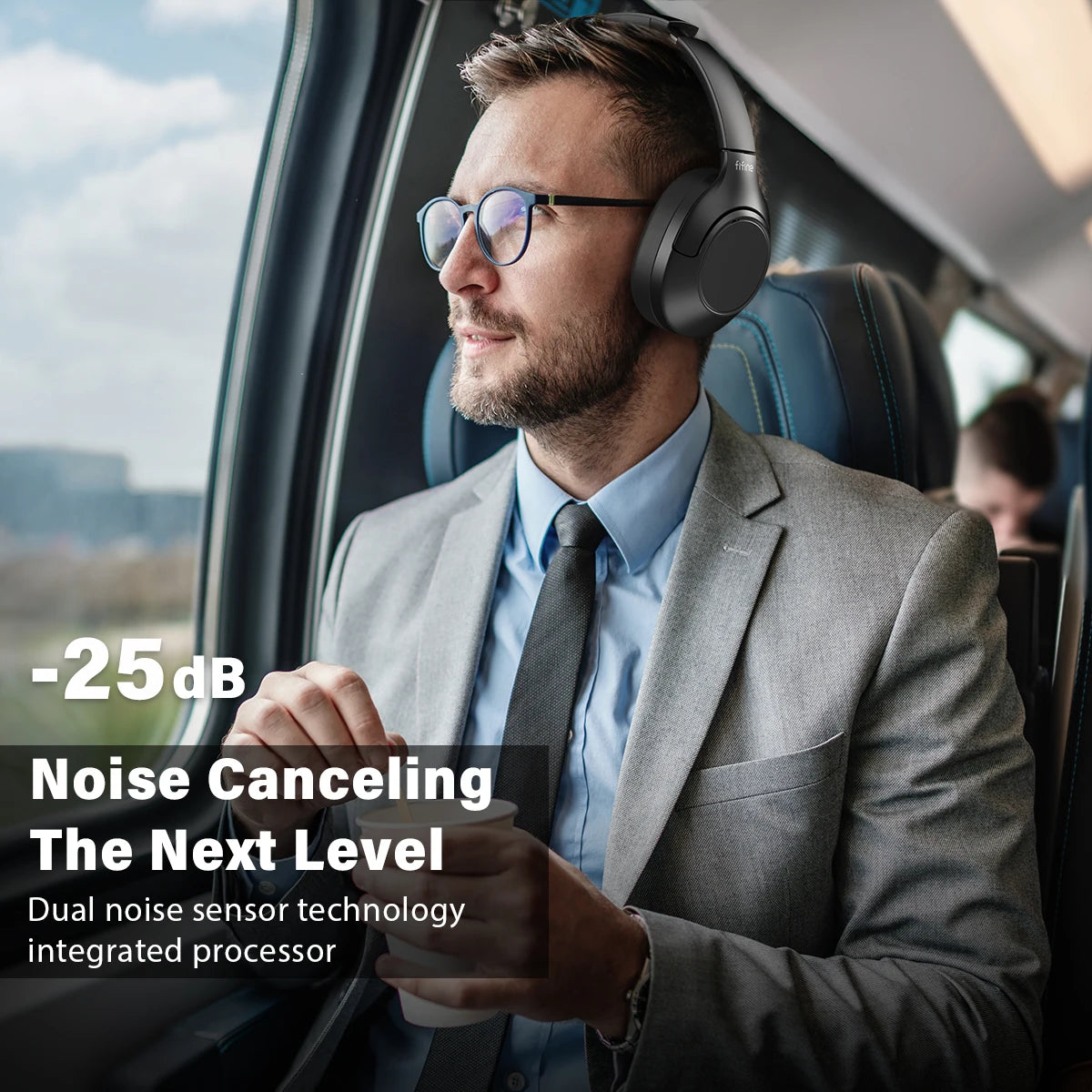 FIFINE X3 Bluetooth Wireless Headset – ANC, Transparency Mode, Deep Bass, 65H Playtime