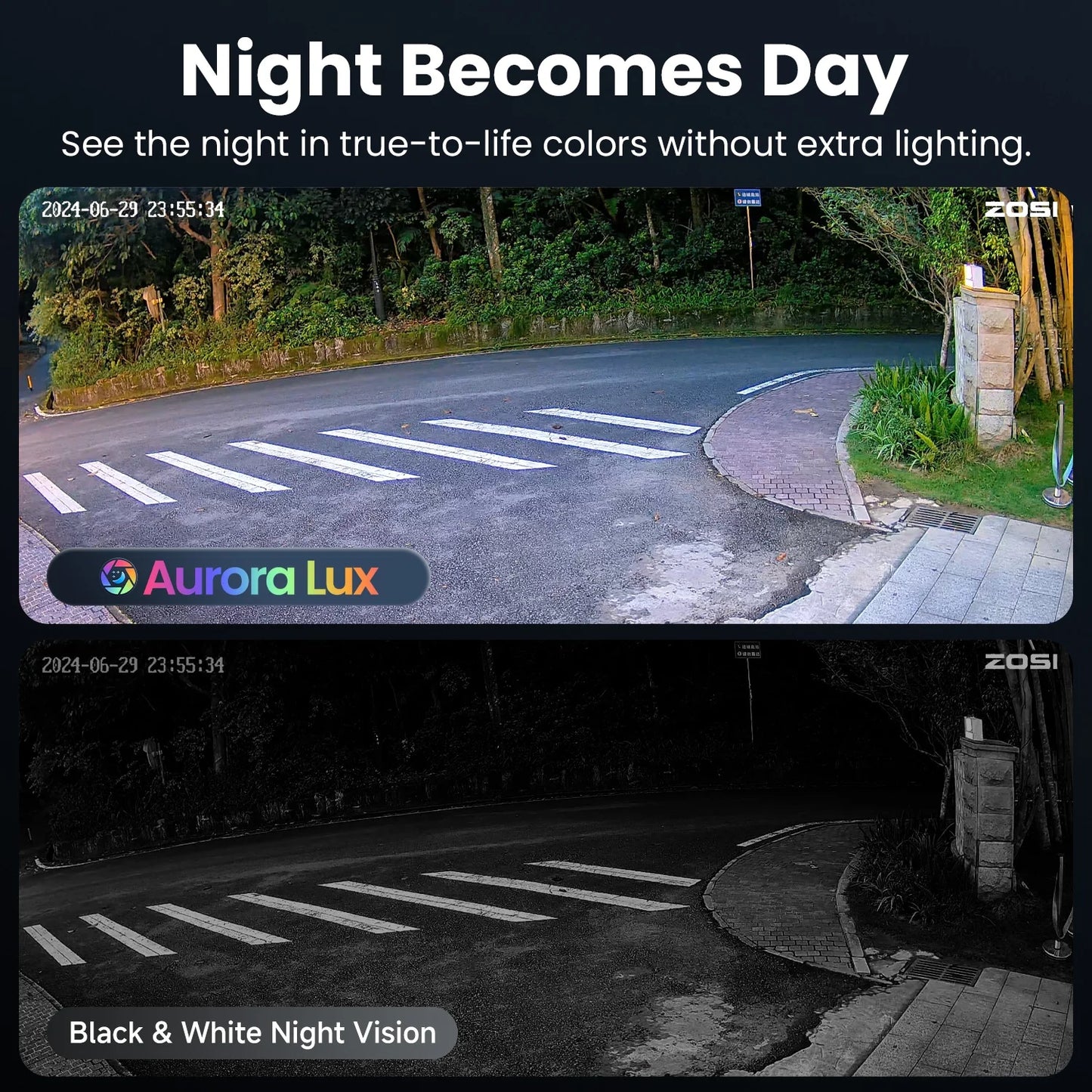 ZOSI C186A Aurora Lux 4K 8MP/5MP WiFi Security Camera – True Full‑Color Night Vision