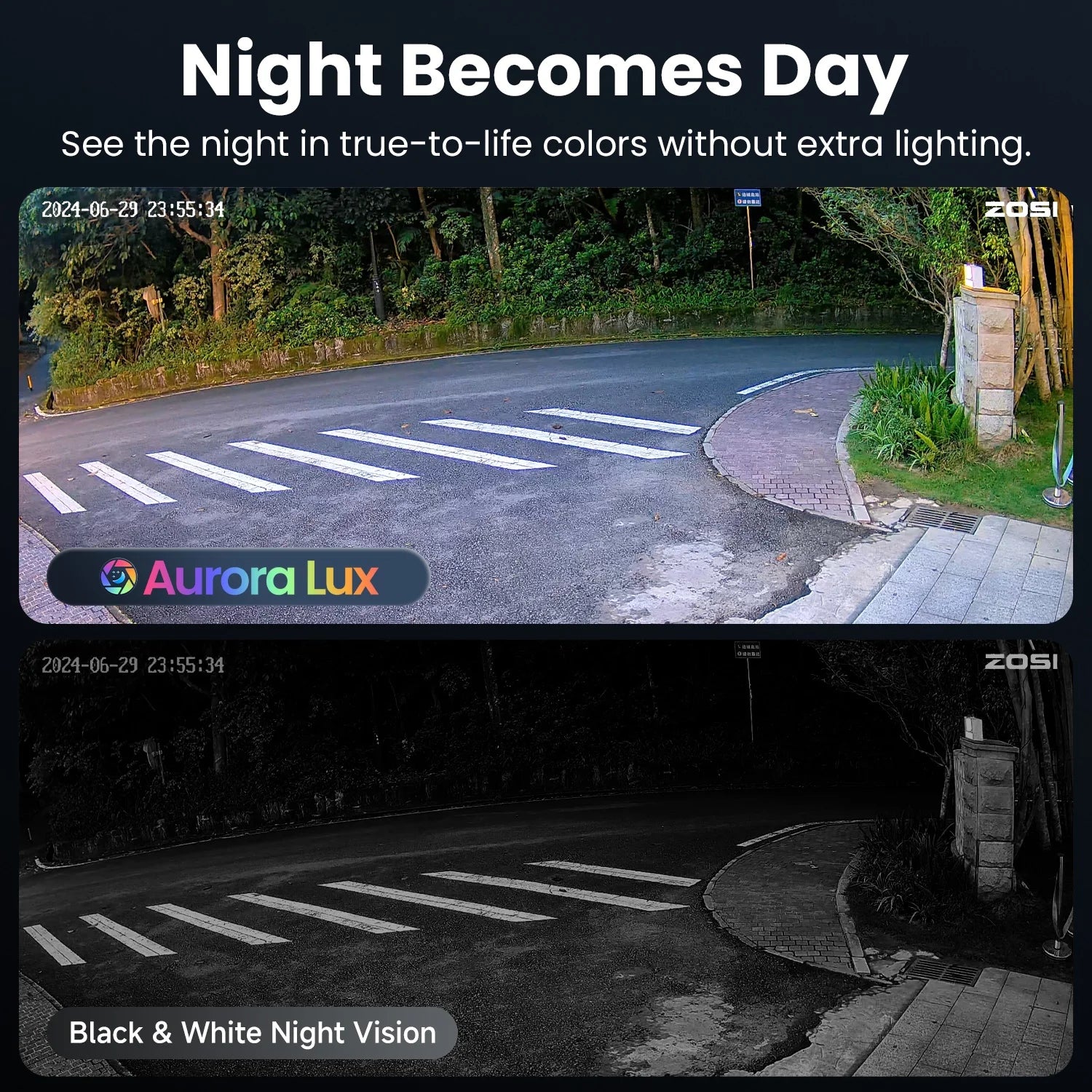 ZOSI C186A Aurora Lux 4K 8MP/5MP WiFi Security Camera – True Full‑Color Night Vision