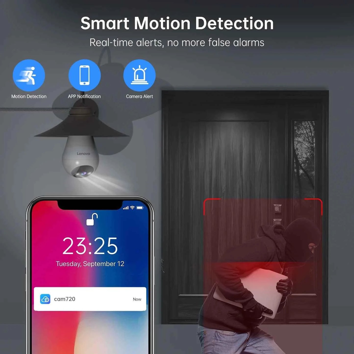Lenovo 2K E27 Bulb WiFi Camera Home Indoor Video Surveillance Camera Color Night AI Tracking Security PTZ IP Camera Baby Monitor - Limetastore