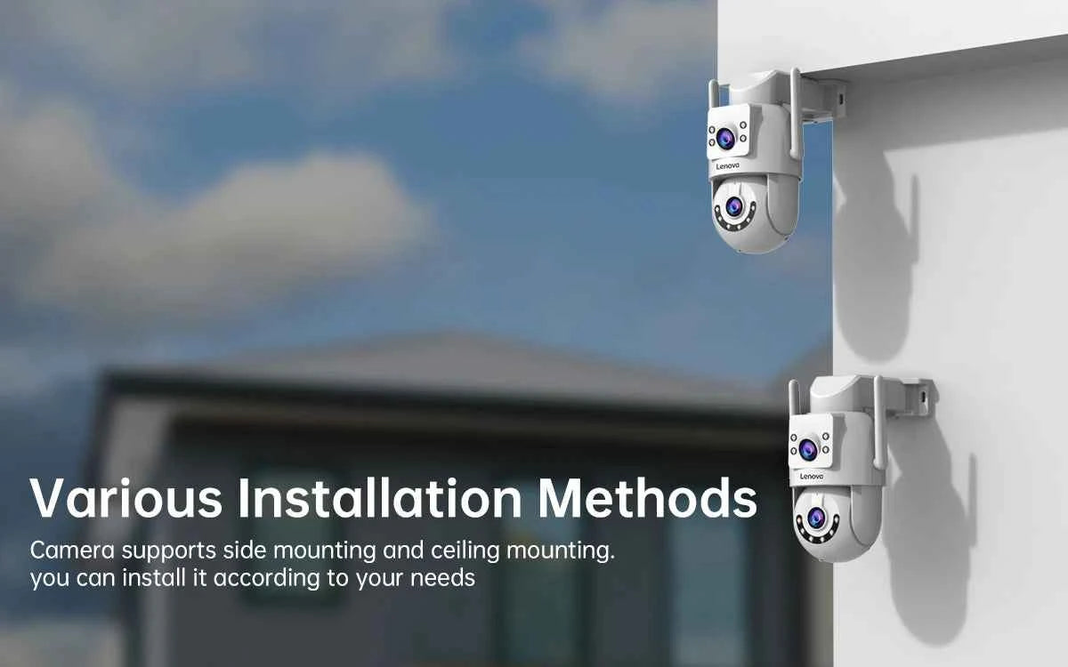Lenovo WiFi PTZ Security Camera 8MP With Dual Screen Color Night Vision Outdoor Surveillance CCTV Camera Auto Tracking IP Camera - Limetastore