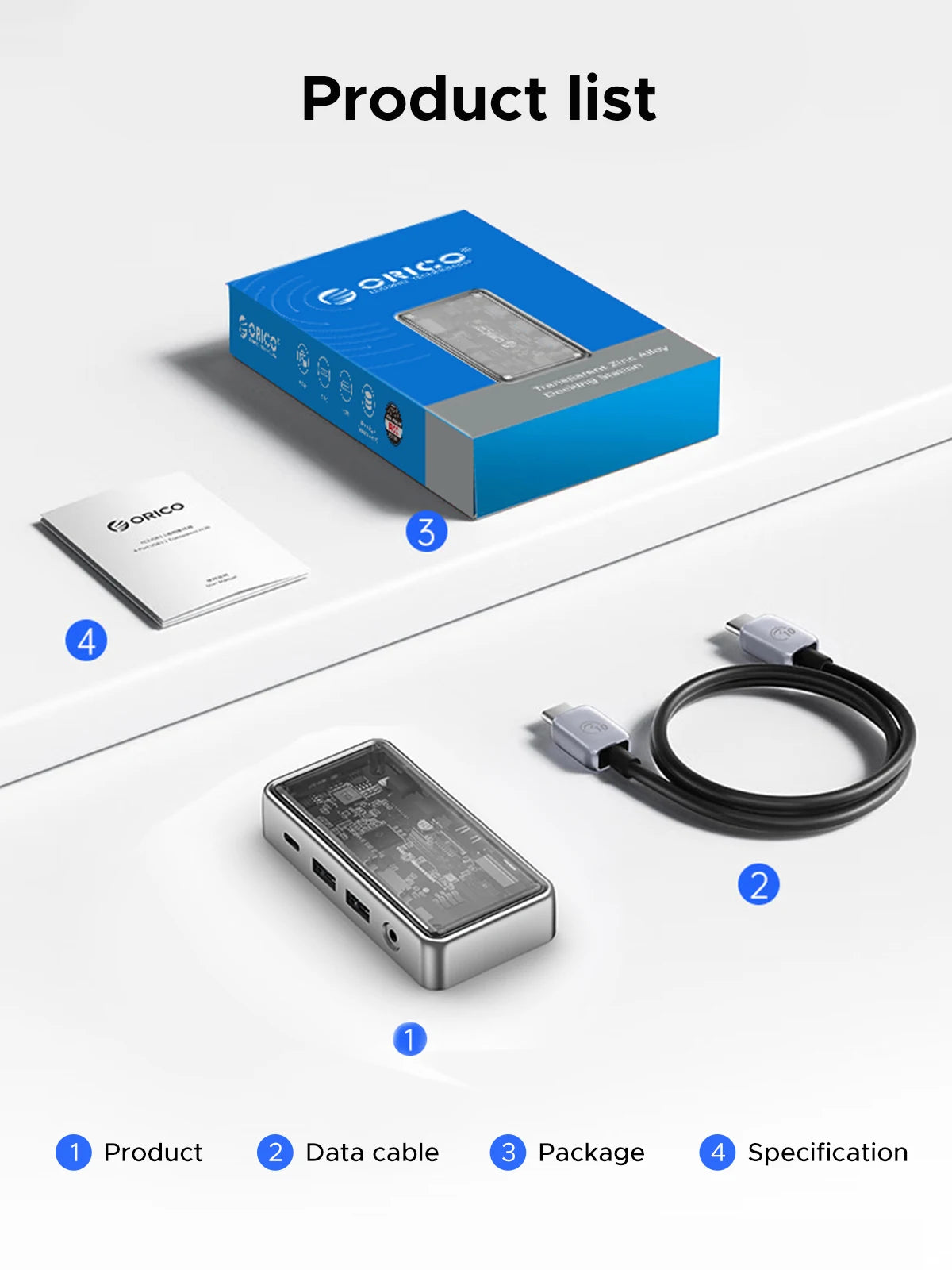 ORICO Metallic USB‑C 10Gbps Docking Station with 4K60Hz HDMI, USB 3.0 Ports