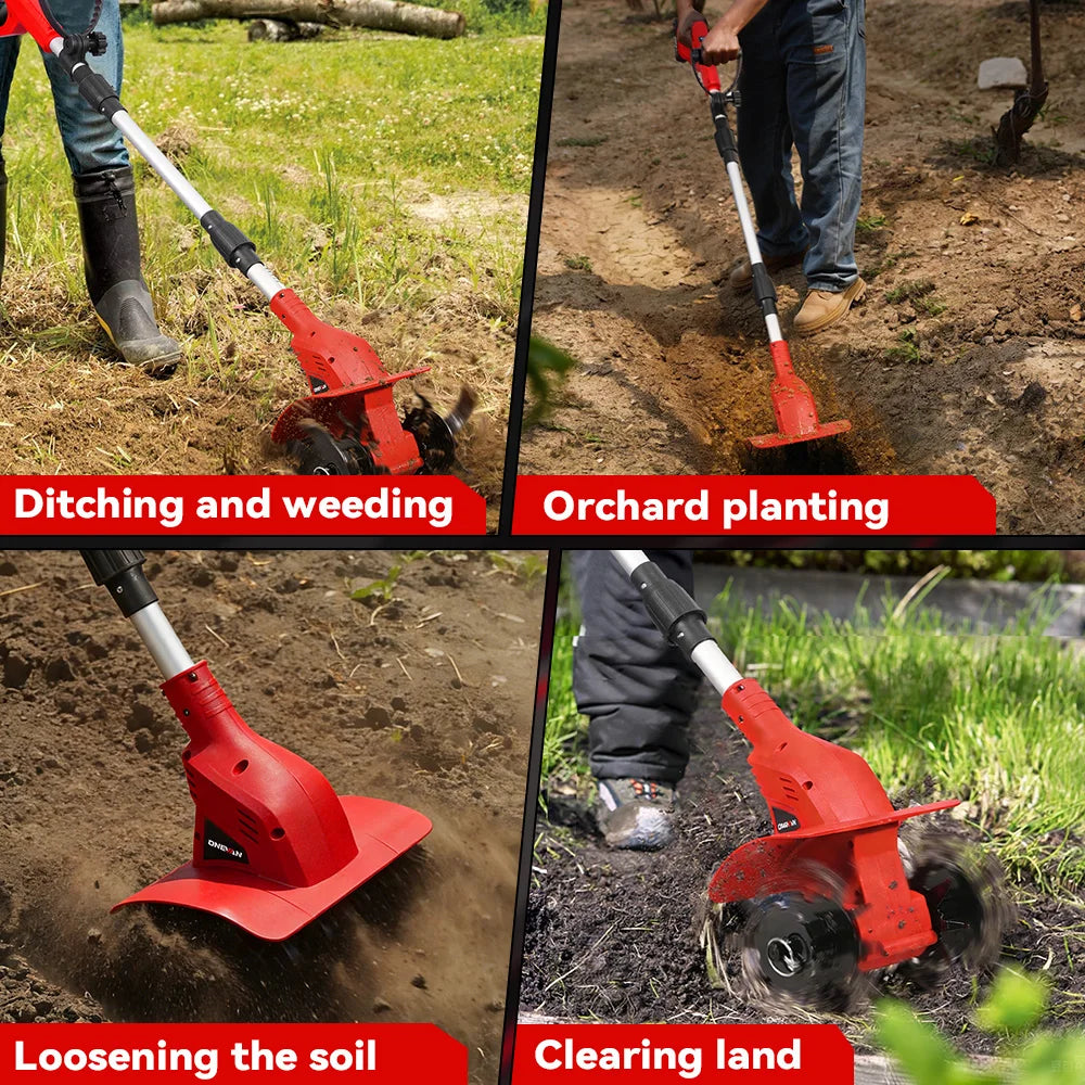 ONEVAN Brushless 1600W Electric Rototiller Tiller Cultivator Lawn Mower Cordless Scarifier Garden Tool For Makita Battery Pin