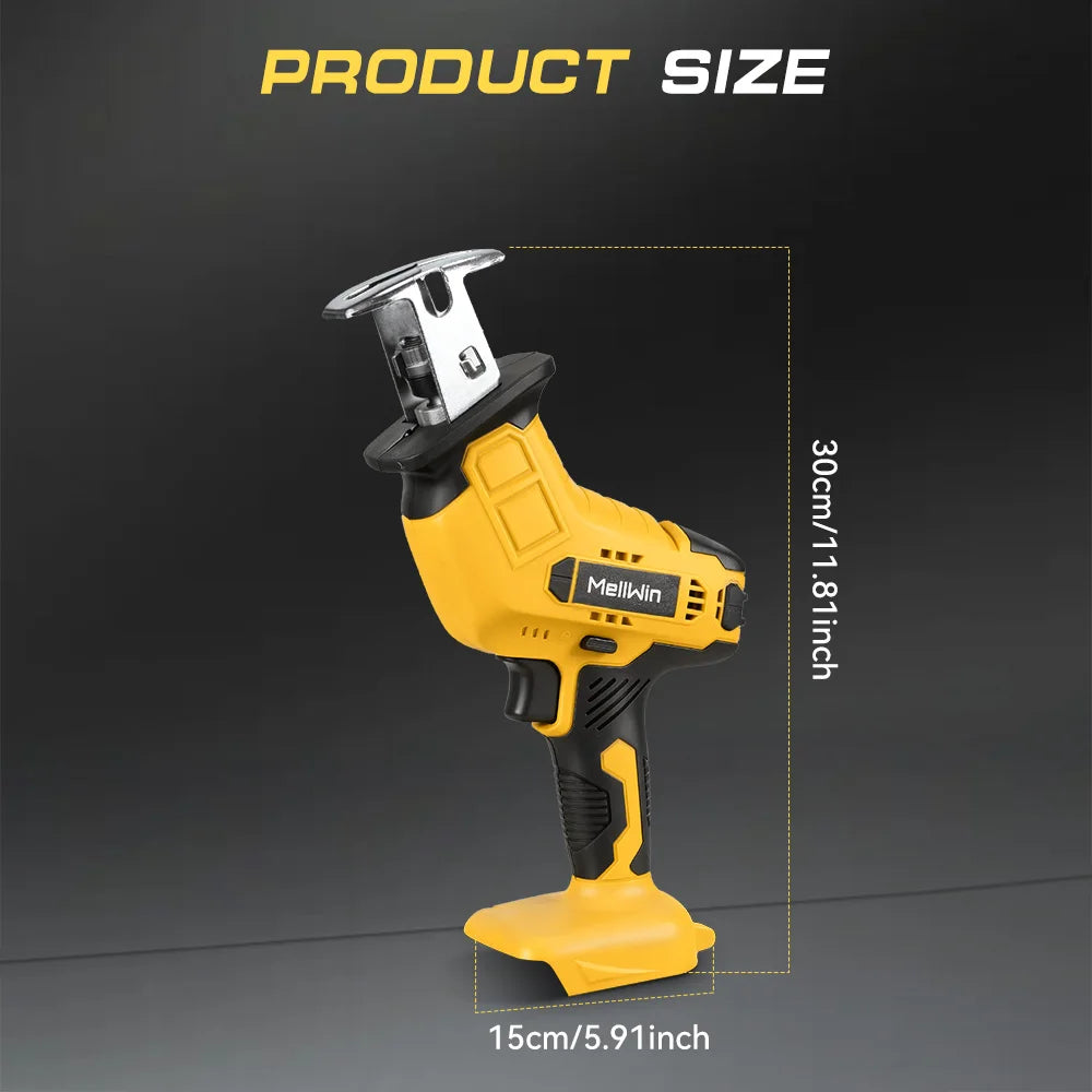 MELLWIN Cordless Electric Reciprocating Saw Multifunction Cut Saw Metal Wood PVC Pipe Cutting Tool For Makita 18VBattery Pin - Limetastore