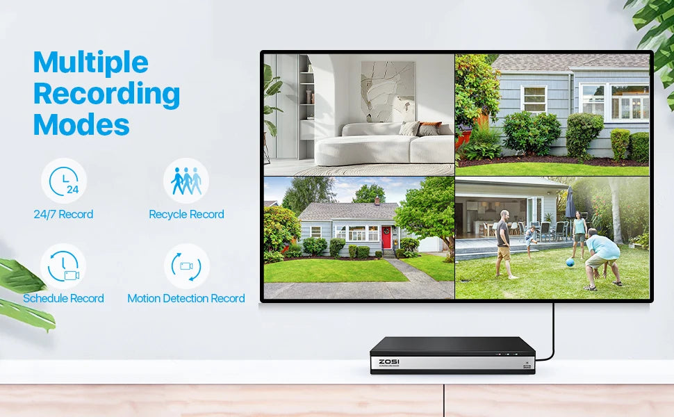 ZOSI 16CH 4K PoE Security Camera System – 8MP NVR with Outdoor/Indoor Color Night Vision AI IP Cameras
