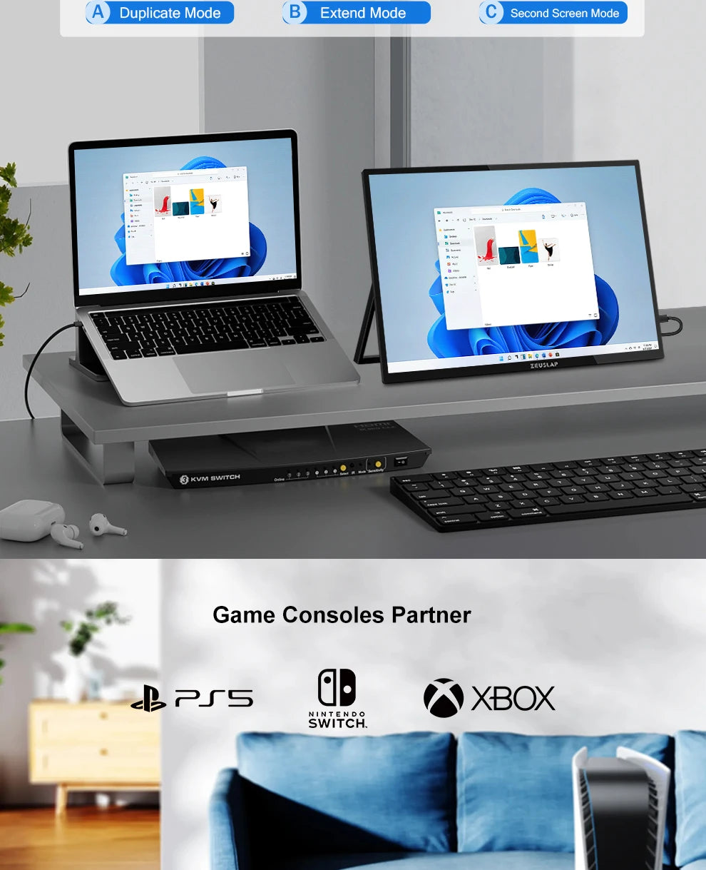 ZEUSLAP 18,5" pametni prenosni zaslon | Google TV, zaslon na dotik, USB‑C in HDMI