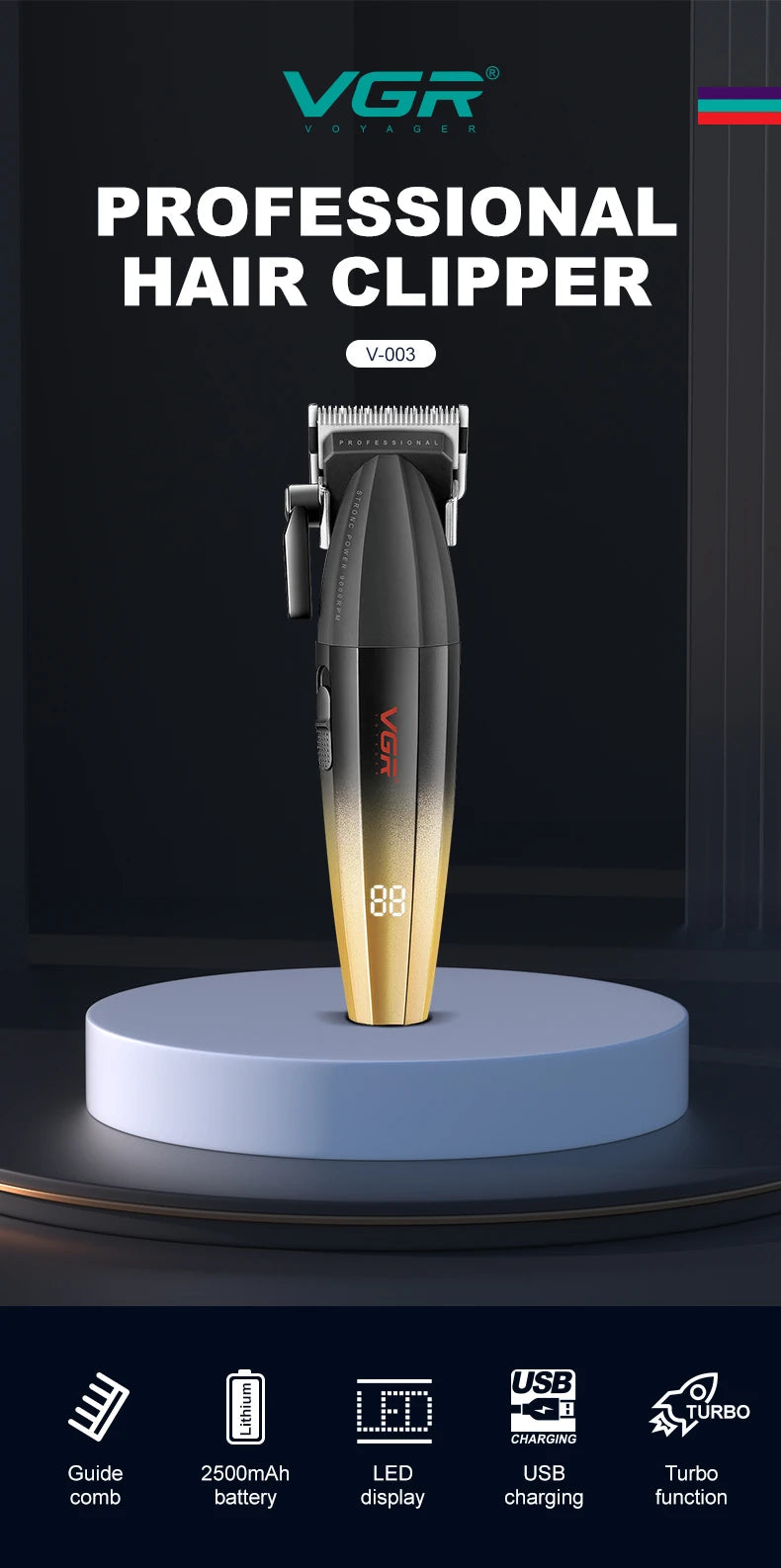 VGR Hair Trimmer Professional Hair Cutting Machine Electric Hair Clipper Shaver Barber Metal Trimmer for Men V-003 V-906 V-308