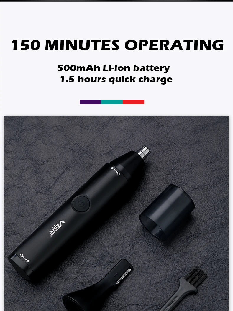 VGR Professional Nose Hair Trimmer Mini Hair Trimmer Electric Nose Trimmer 2 In 1 Clipper Portable Rechargeable Waterproof V-613