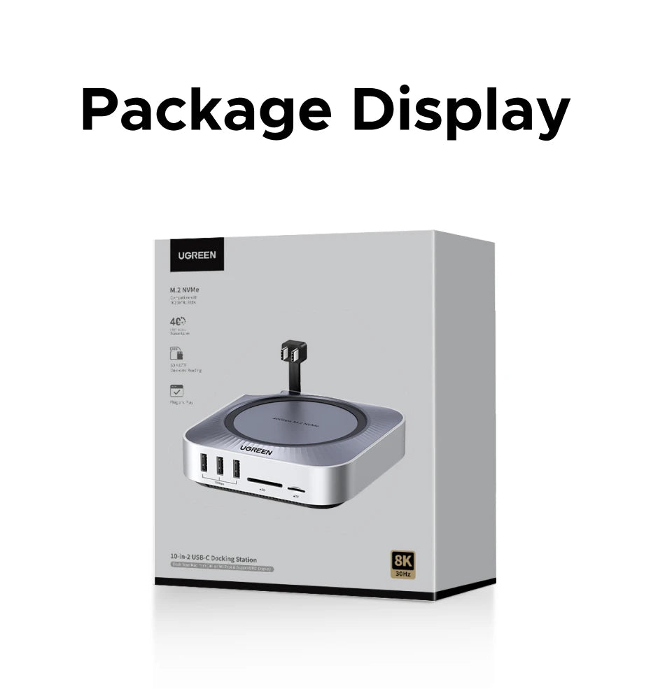 UGREEN 40Gbps Mac Mini M4 Docking Station with Dual USB‑C, M.2 NVMe SSD Enclosure