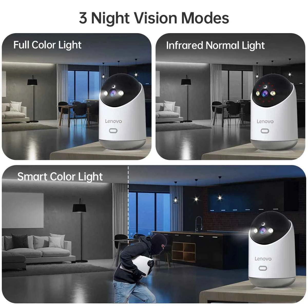 Lenovo 5MP WiFi Camera Smart Home Indoor IP Camera Full Color Night Auto Tracking Security CCTV Surveillance Baby Monitor - Limetastore