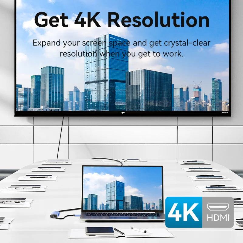 Vention USB‑C 5‑in‑1 Hub | HDMI 4K, PD 100W, USB 3.0 5Gbps Docking Station